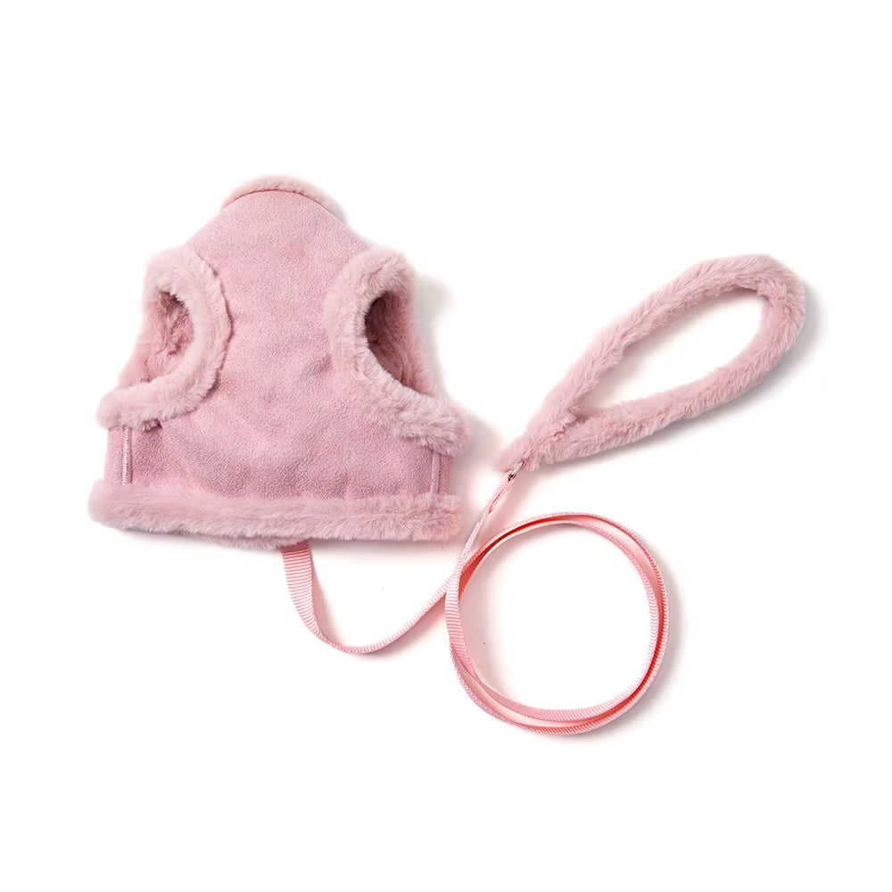 Plush Thickened Pet Dog Harness Leash Set Autumn Winter Outdoor Walking Cats Dogs Harness Vest Leashes Dog Accessories