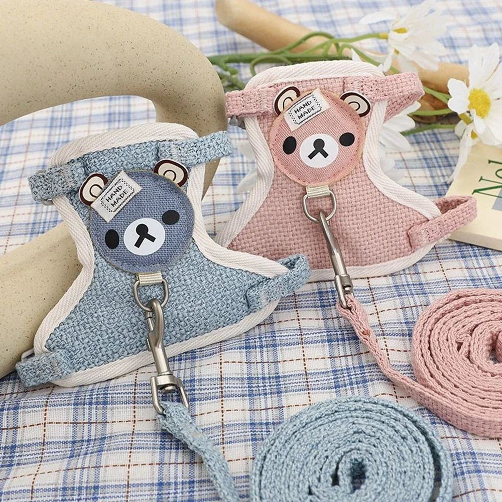 Laisse ± Harnais Panda pour petit chien et pour chat