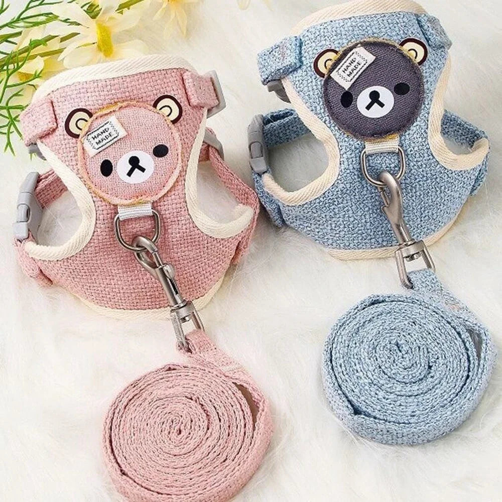 Laisse ± Harnais Panda pour petit chien et pour chat