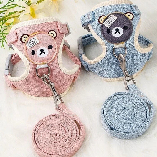 Laisse ± Harnais Panda pour petit chien et pour chat